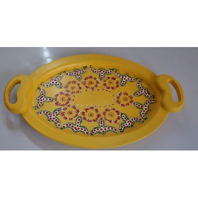 Hand-Painted Wooden Tray – Artisan Crafted Elegance