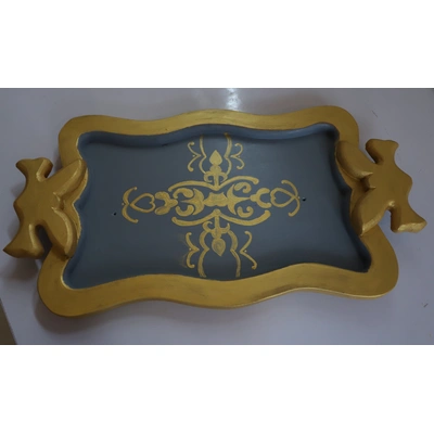 Colorful Hand-Painted Wooden Tray: Artisanal Elegance for Your Home