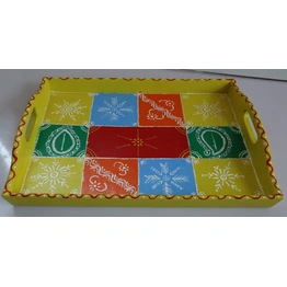 Hand-Painted Wooden Tray – Artisan Crafted Charm