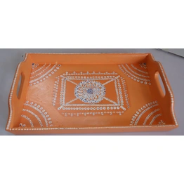 Vibrant Hand-Painted Wooden Tray: Artisanal Craftsmanship for Your Home