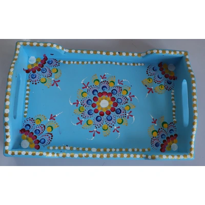 Colorful Elegance: Hand-Painted Wooden Tray