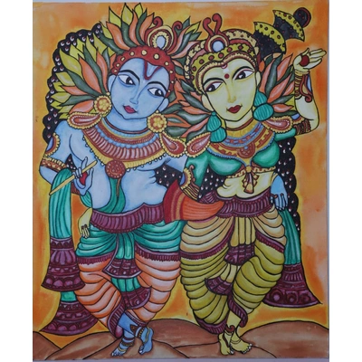 Painting : Divine Embrace: Radha Krishna