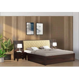 Wooden Bed with Side Tables : Elegant Sleep