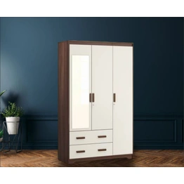 Elegant White and Brown Almirah with Storage Box