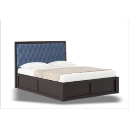 Wooden Bed with Upholstered Headboard – Stylish Comfort