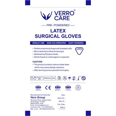 Latex Surgical Sterile Gloves Verro Care Powdered