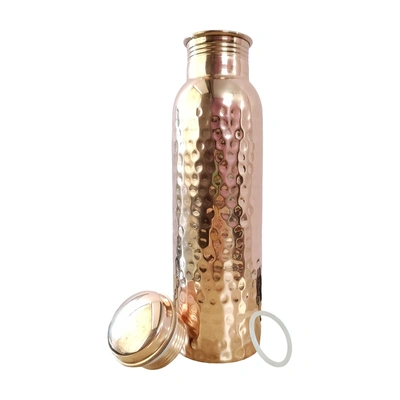 Hammered Copper Water Bottle | 32.5 OZ/950 ML | Handcrafted in India with Ayurveda & Yoga Health Benefits | Detoxifies Body, Improves Digestion, Immunity & Skin Tone