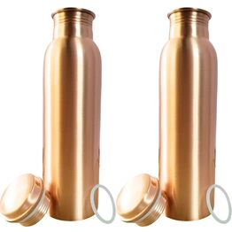 Set of 2 Plain Finish Copper Water Bottles | 32.5 OZ/950 ML each | Handcrafted in India with Ayurveda & Yoga Health Benefits | Detoxifies Body, Improves Digestion, Immunity & Skin Tone