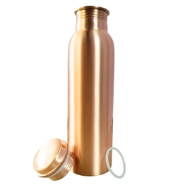 RAVIOS Plain Finish Copper Water Bottle | 32.5 OZ/950 ML | Handcrafted in India with Ayurveda & Yoga Health Benefits | Detoxifies Body, Improves Digestion, Immunity & Skin Tone