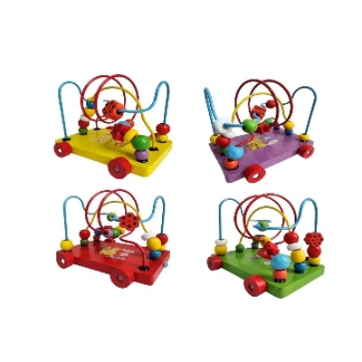 Pull Toy Large Wooden Circle Beads Maze Roller Coaster