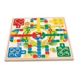 Wooden 2-in-1 Board Game, Crazy Chinese Checkers and Ludo Games for Kids