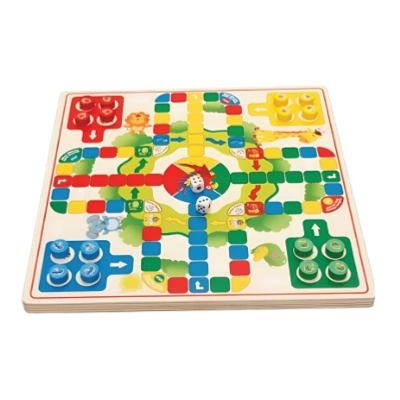 Wooden 2-in-1 Board Game, Crazy Chinese Checkers and Ludo Games for Kids