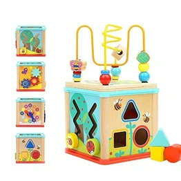 Activity Cube Toys Baby Educational Wooden Bead Maze For Toddlers