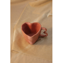 Pink Heart-Shaped Ceramic Tea Cup