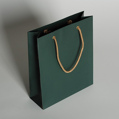 Green Duplex Paper Bag with Cotton Rope Handle