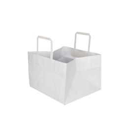 White Kraft Paper Basket Bag with Folded Paper Handle