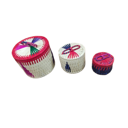 UNIVERSAL GEM Handmade Storage Box - Palm Leaf Round Shape Basket | Stylish & Eco-Friendly Basket SET OF 03