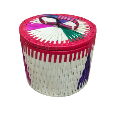 UNIVERSAL GEM Handmade Storage Box - Palm Leaf Round Shape Basket | Stylish & Eco-Friendly Multi-Utility Basket