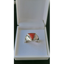 Silver Ring with red coral gemstone