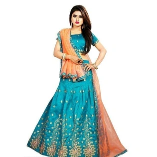 Attractive Embroidered Banglori Silk Lehenga