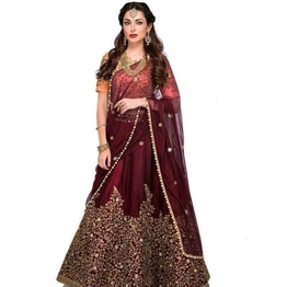 Fashionable Embroidered Heavy Satin Lehenga