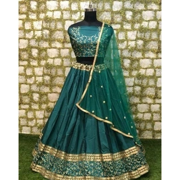 Pretty Embroidered Taffeta Silk Lehenga