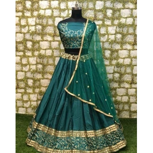 Pretty Embroidered Taffeta Silk Lehenga