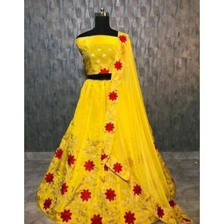 Stylish Taffeta Silk Embroidered Lehenga