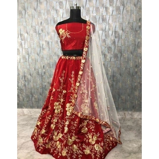 Beautiful Embroidered Taffeta Silk Lehenga