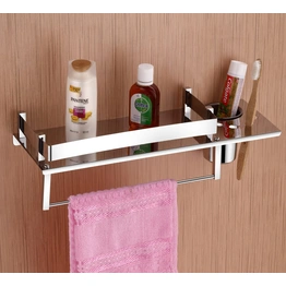 Stainless Steel Shelf with Tumbler Holder Towel Ring | Bathroom Accessories