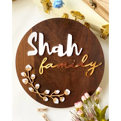 Cotton Flower Nameplate - Circle