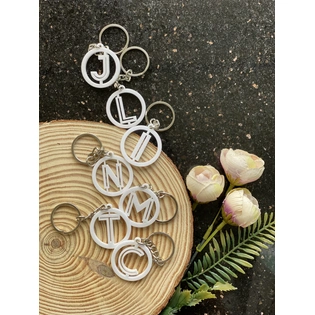 White Initial Letter Keychains