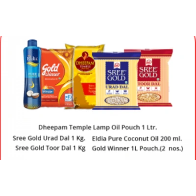 Gold Winner Essentials Bundle - Sunflower Oil, Dal Combo, Coconut Oil, and Lamp Oil