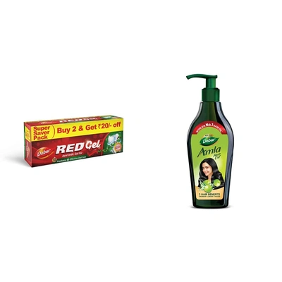 Dabur Red Gel - 150 G (Pack Of 2) & Dabur Amla Hair Oil - for Strong, Long and Thick hair - 550 ml