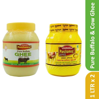 Panchamrut 1 Liter Cow & 1 Liter Buffalo|Pure Cow & Buffalo Ghee| 1 Liter Cow 1Liter Buffalo Combo