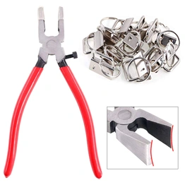 32 Sets 1" 25mm Sliver Fob Hardware with 1Pcs Key Fob Pliers, Glass Running Pliers Tools with Flat Jaws, Studio Running Pliers Attach Rubber Tips Perfect for Key Fob Hardware Install