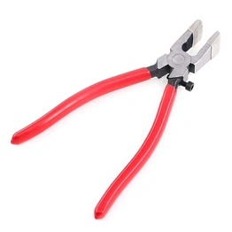 Heavy Duty Key Fob Pliers Tool, Metal Glass Running Pliers with Curved Jaws, Studio Running Pliers Attach Rubber Tips Perfect for Key Fob Hardware Install and Stained Glass Work