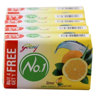 Godrej No.1 Lime & Aloe Vera Soap 100 g (Buy 4 Get 1 Free)