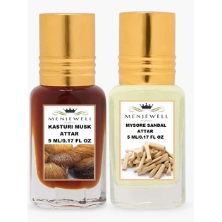 Menjewell Combo Pack Of 2PCs Attar(Kasturi Musk 5ML,Mysore Sandal 5ML) 10 Ml Attar Perfume (Floral)