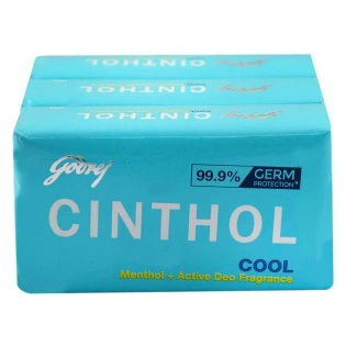 Cinthol Cool Menthol + Active Deo Fragrance Soap 125 g (Pack of 3)