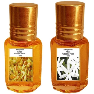 Menjewell Pack of The Nag Champa 6ml & The Raat ki Rani 6ml Natural Itra/Attar/ Perfume Floral Attar