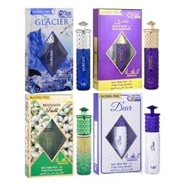 MANASIK Glacier, Bushra, Full And Dear Aqd Floral Attar (Pack Of 4)