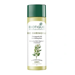 Biotique Bhringraj Therapeutic Hair Oil for Falling Hair | Intensive Hair Regrowth Treatment | Nourishing Hair Follicles| Strong and Shiny Hair| For All Skin Types| 120m