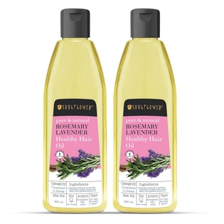 Soulflower Rosemary Lavender Healthy Hair Oil, 225ml Each | Healthy Hair, Scalp, Hair Roots | 100% Pure & Natural Undiluted Coldpressed Oil, Pack of 2