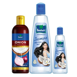 Parachute Advansed Onion Hair Oil, Hair Growth Oil & Reduces Hairfall, 200ml & Jasmine, Non Sticky Coconut Hair Oil, For Shiny & Strong Hair, 400 ml + 90 ml