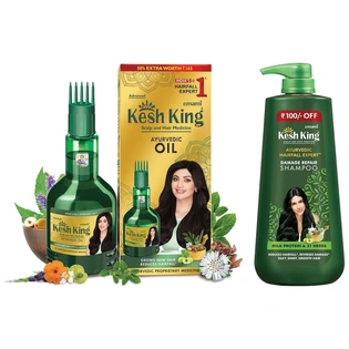 Kesh King Ayurvedic Anti Hairfall Hair Oil- 300 ml & Emami Kesh King Damage Repair Shampoo- 600 ml