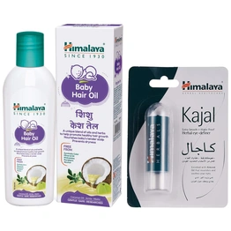 Himalaya Baby Hair Oil 200 ml(1 Count) & Himalaya Herbals Kajal, Black, 2.7g