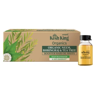 Kesh King Organics Organic Neem, Bhringraj & Tea Tree Booster Hair Oil Shots |Scalp Rejuvenator & Anti-Dandruff - 48ml