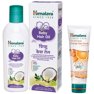 Himalaya Baby Hair Oil 200 ml(1 Count) & Himalaya Tan Removal Orange Face Scrub, 100g