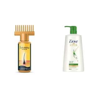 Indulekha Bhringa Hair Oil, 100ml And Dove Hair Fall Rescue Shampoo, 650ml